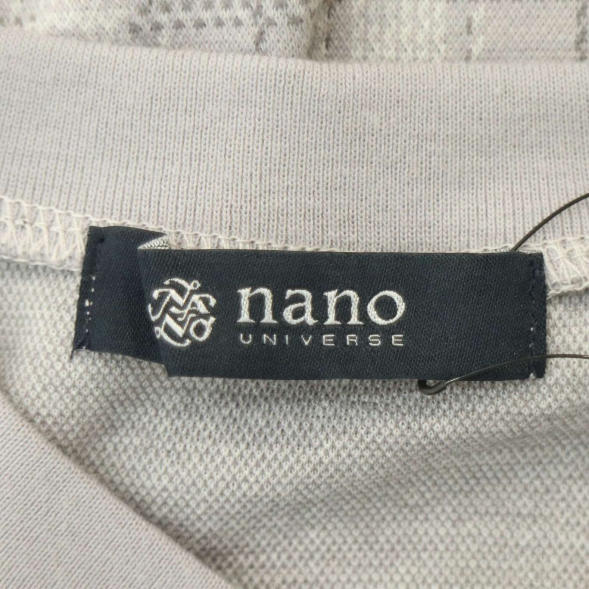 【新品 未使用】 nano universe ナノユニバース 春夏 ジャガード チェック Vネック 7分袖 カットソー Tシャツ Sz.S　メンズ　A4T05287_5#D_画像5