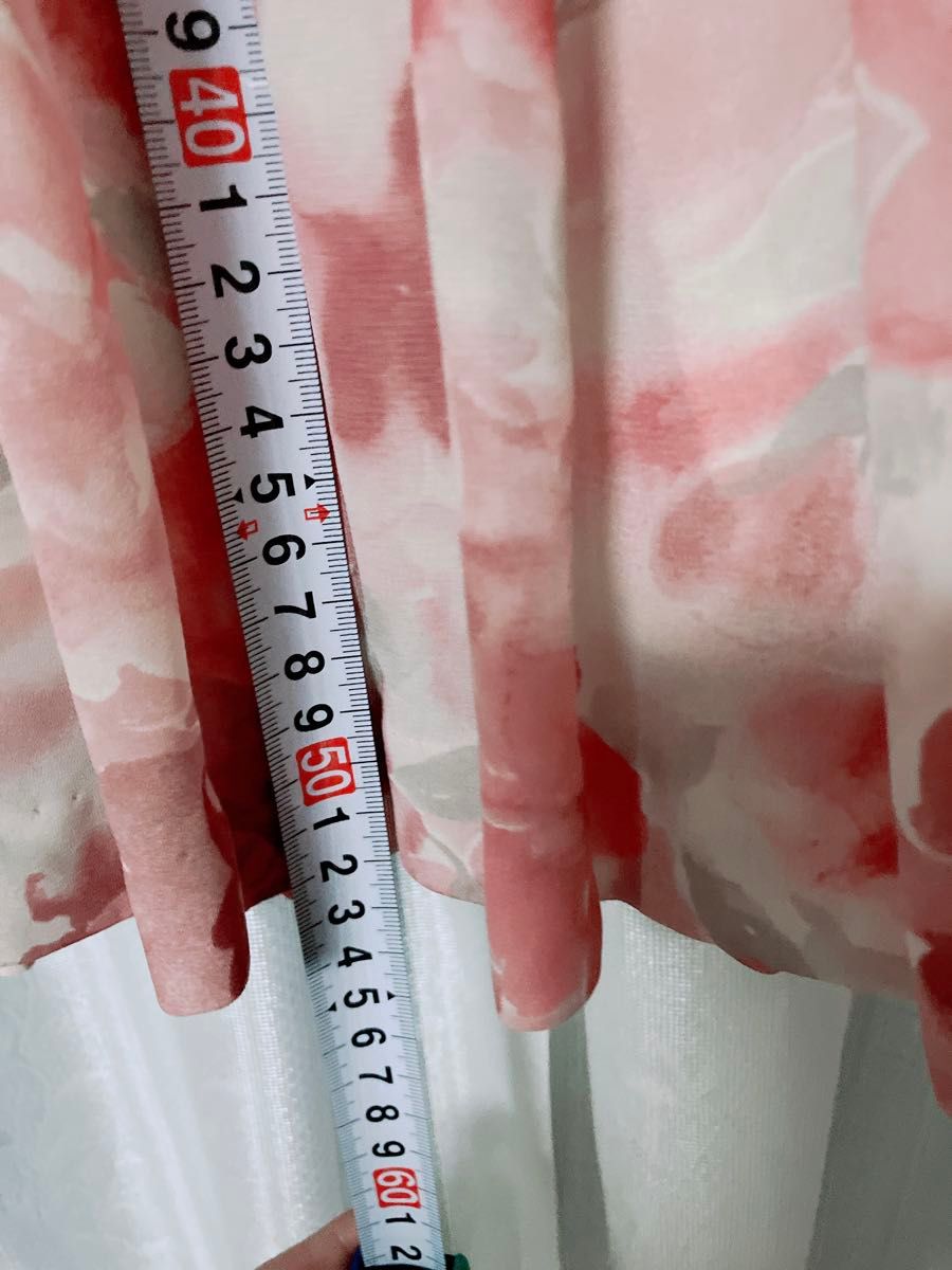 ピンク花柄 スカーフ付きミニスカート