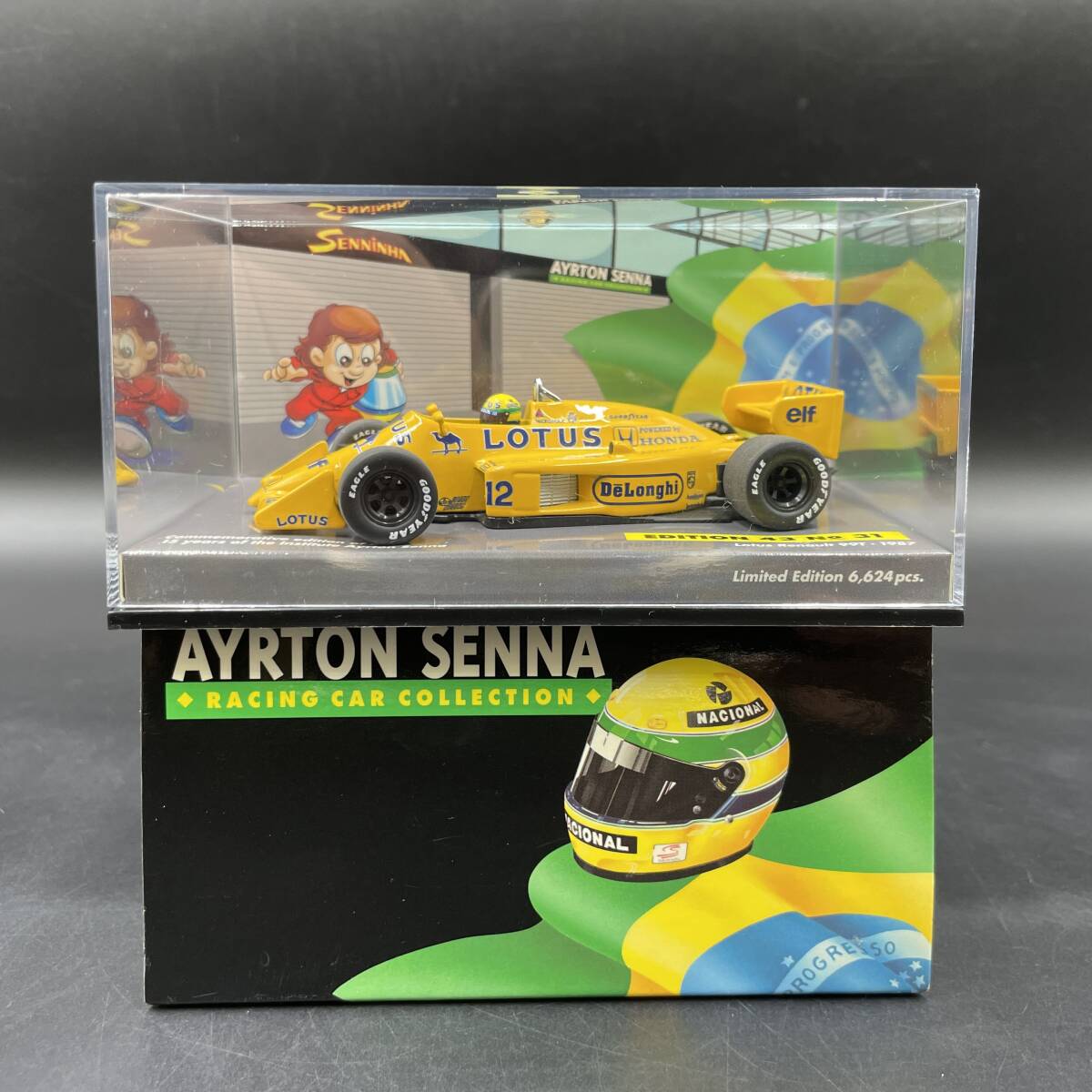 BQ3014 ミニチャンプス 1/43 アイルトンセナ レーシングカーコレクション Lotus renault 99T 1987 ミニカー_画像1