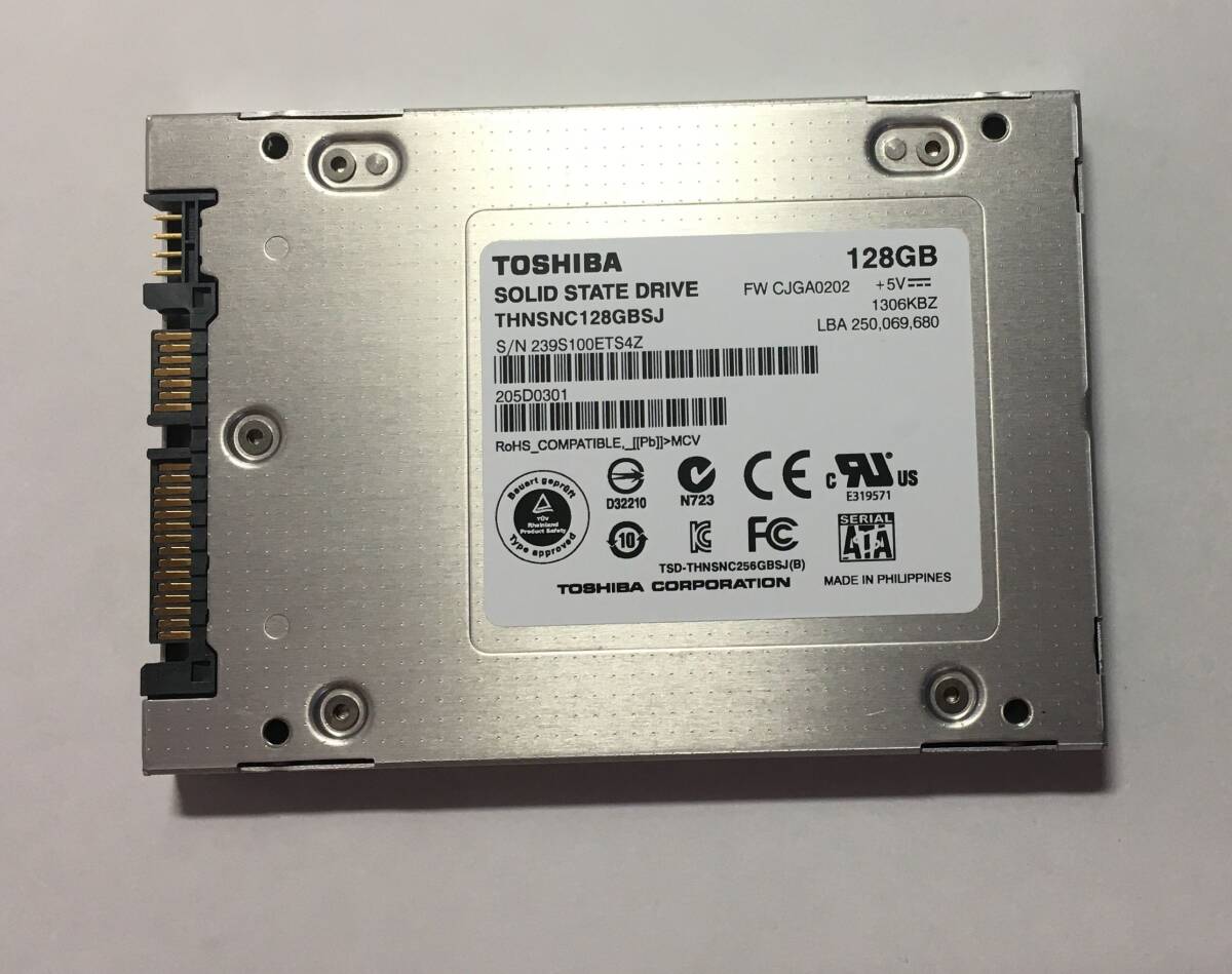 [ ремонт детали детали ] TOSHIBA SSD 128GB THNSNC128GBSJ 9.5mm толщина SATA б/у обычный рабочий товар 