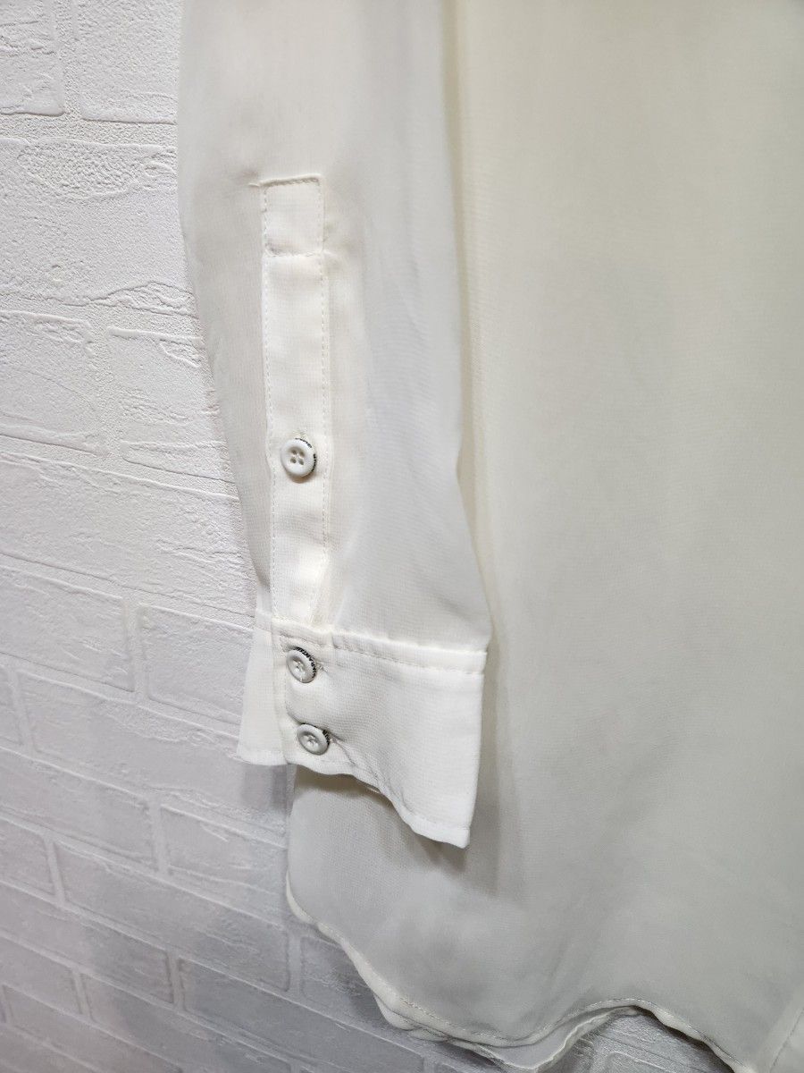 SLY シアーシャツ ブラウス  ホワイト 白 レディース 1 Sサイズ スライ ロングシャツ クールネック