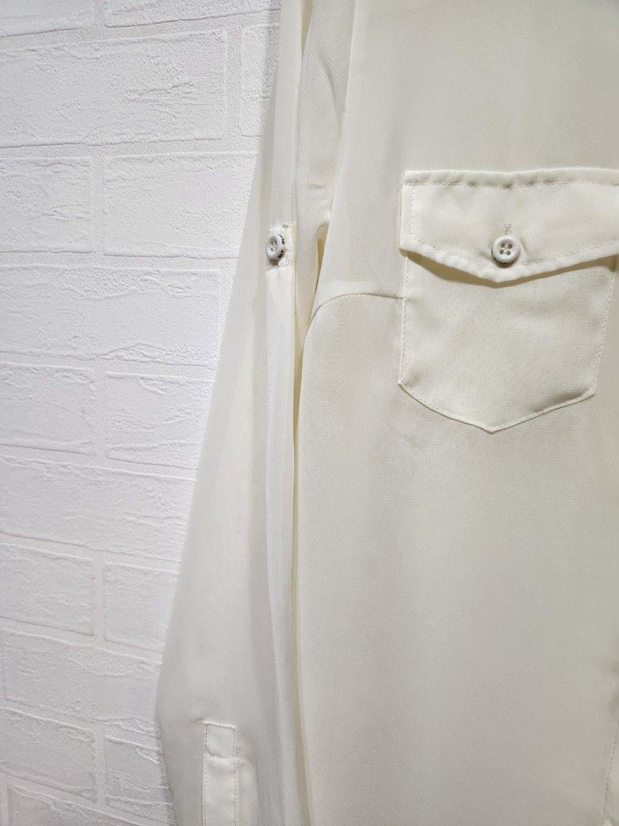 SLY シアーシャツ ブラウス  ホワイト 白 レディース 1 Sサイズ スライ ロングシャツ クールネック