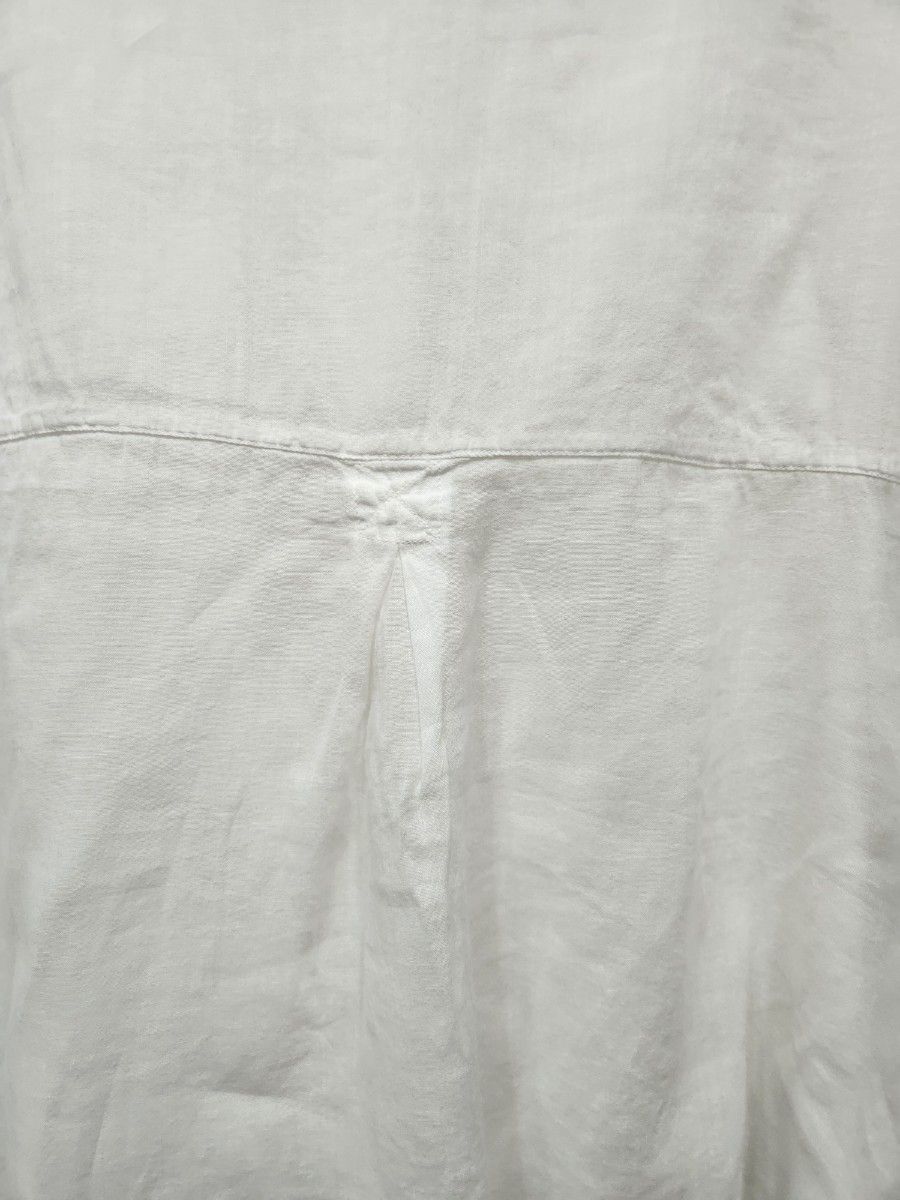 ZARA BASIC  白 無地  長袖シャツ ザラベーシック ホワイトカジュアルシャツ  USAサイズL