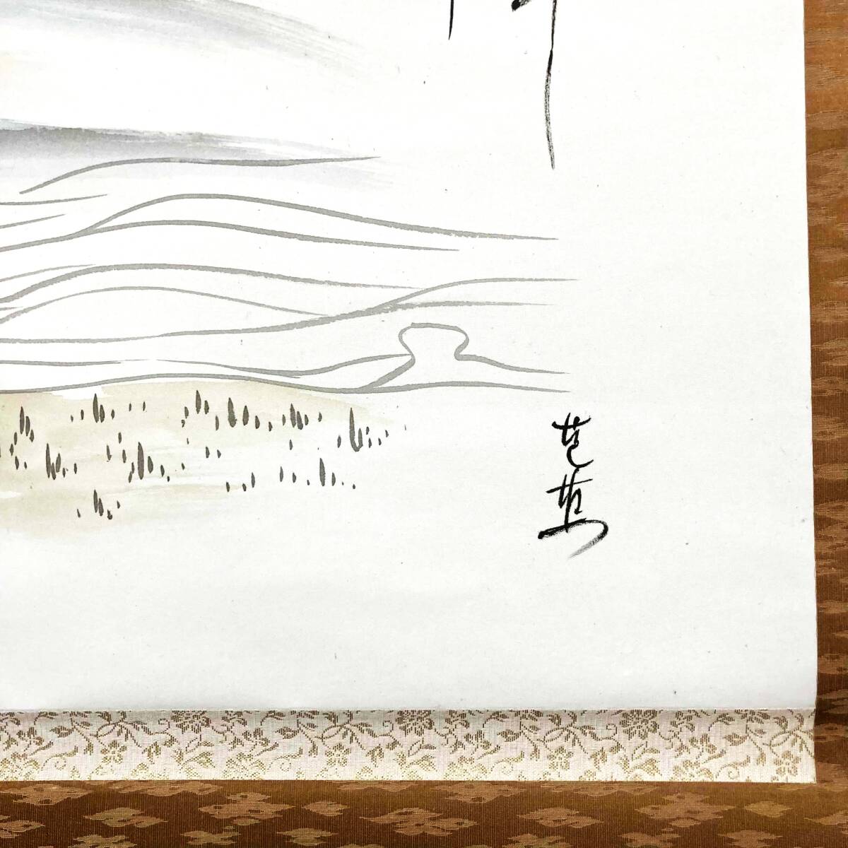 【模写】 青樹 五月雨 松尾芭蕉 句 風景画 人物画 掛軸 掛け軸 落款印_画像5