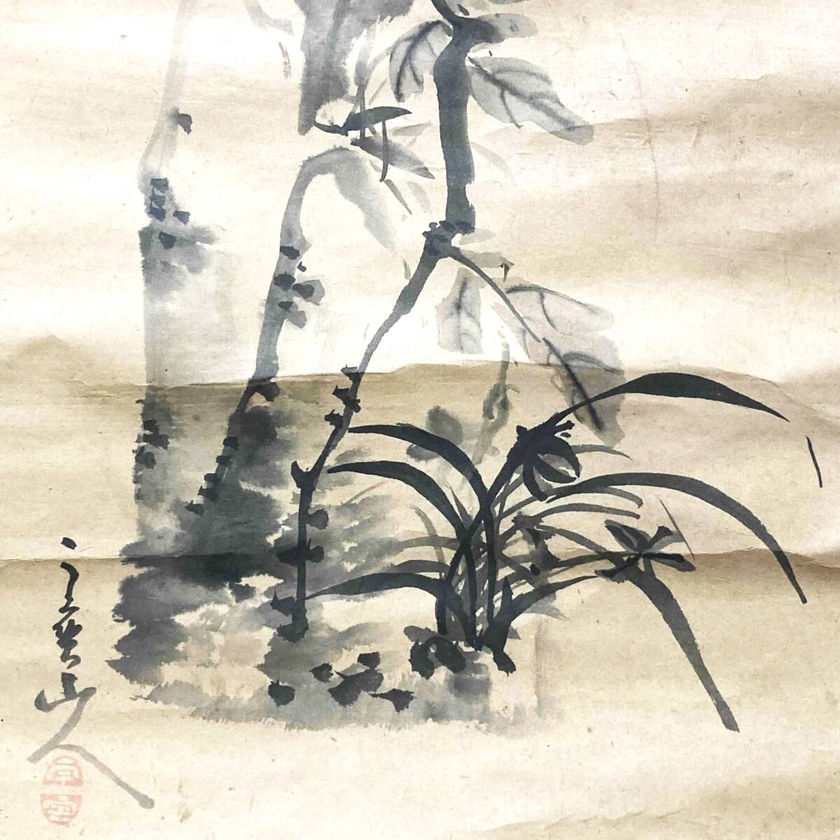 [ copy ] hanging scroll China . chrysanthemum map water ink picture .. axis 