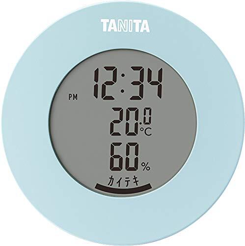 タニタ 温湿度計 時計 温度 湿度 デジタル 卓上 マグネット ライトブルー TT-585 BL_画像1
