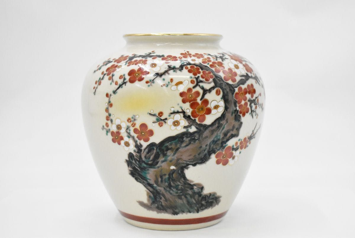 九谷焼 山嘉堂 造 花器 壺 花生 陶器製 日本陶芸 日本工芸 骨董 九谷焼 山嘉堂 造 花器 壺 花生 陶器製 日本陶芸 日本工芸 骨董
