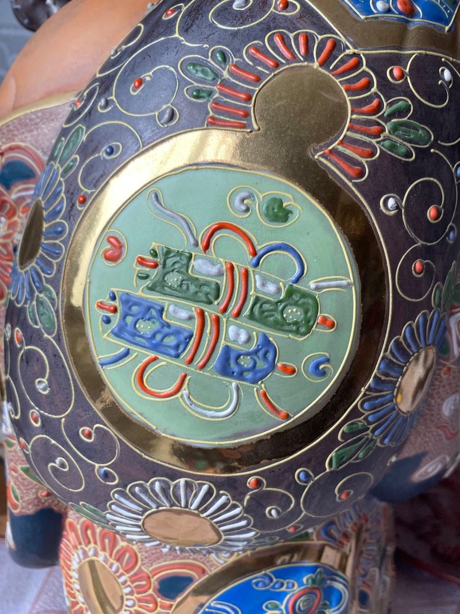 九谷焼 布袋尊 金彩 色絵 布袋像 特大約45cm 美品陶器製 骨董品 九谷焼 布袋尊 金彩 色絵 布袋像 特大約45cm 美品陶器製 骨董品