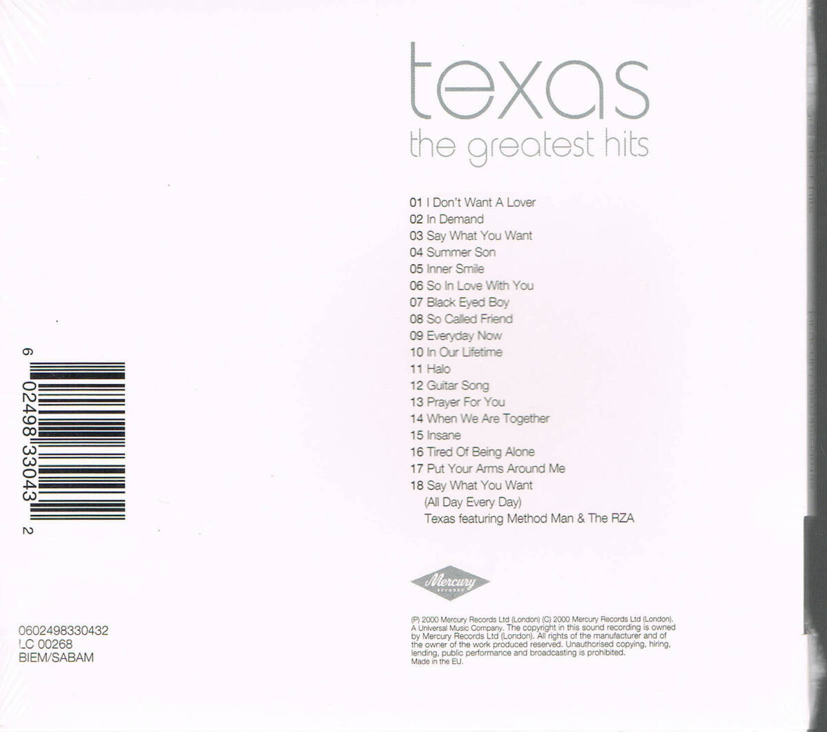 未開封 TEXAS テキサス：グレイテスト・ヒッツ The Greatest Hits_画像2