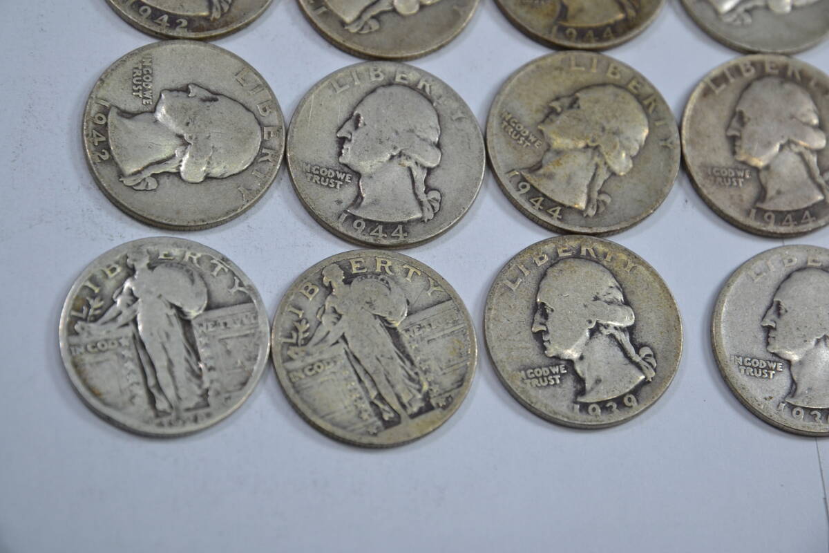身辺整理・USA１９２８年～１９６４年ワシントンクオター銀９００コイン３５枚_画像4