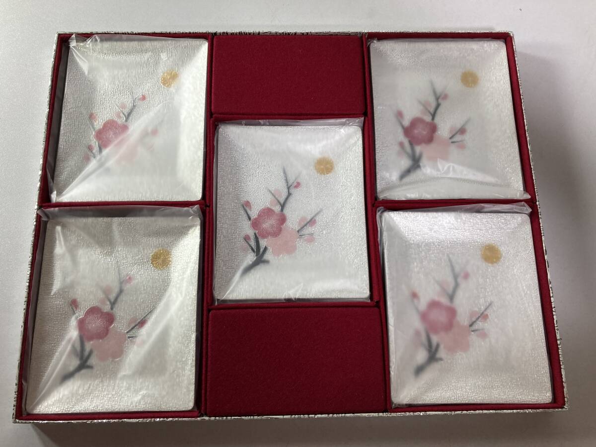 【未使用品】七宝焼 小皿5枚 梅の花 和食器 _画像7