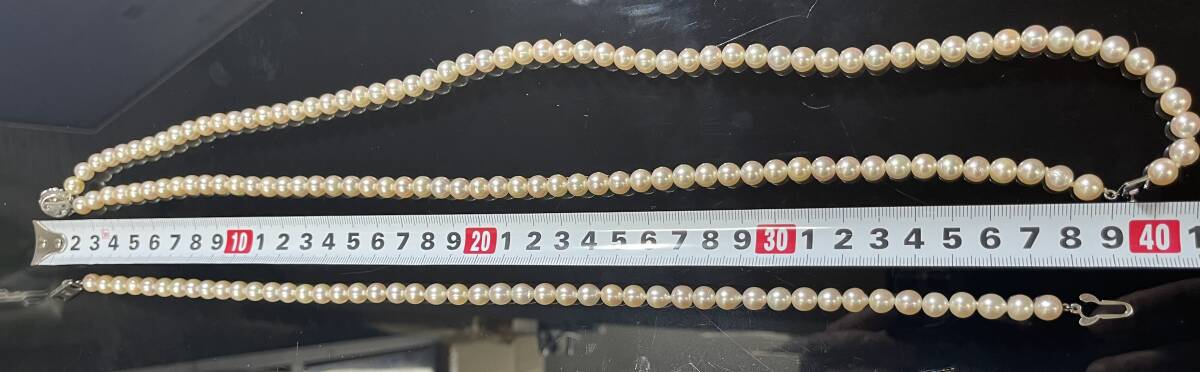 12452★1円スタート★ミキモト MIKIMOTO 本真珠 ネックレス / チョーカー★2本 約7.2~7.3mm 約38.0cmと39.0cm ケース付 パール_画像8