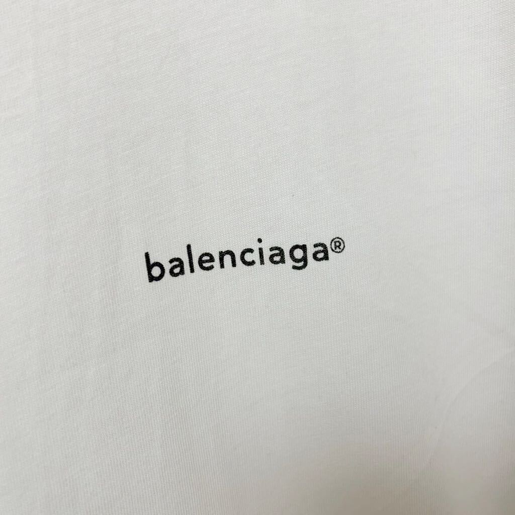 【美品・定番】 BALENCIAGA バレンシアガ 半袖 Tシャツ トップス カットソー 胸ロゴ ホワイト メンズ M クルーネックの画像3
