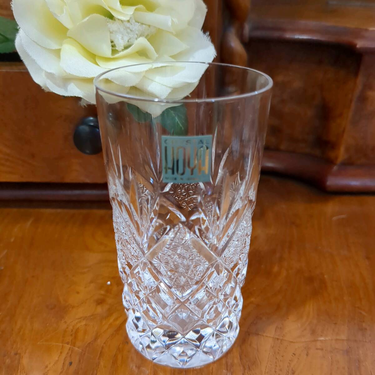 a594 HOYA crystal one . beer glass 5 piece beautiful . large small. cutting according to Kirakira brilliancy increase tumbler beautiful goods elegant small .. size 
