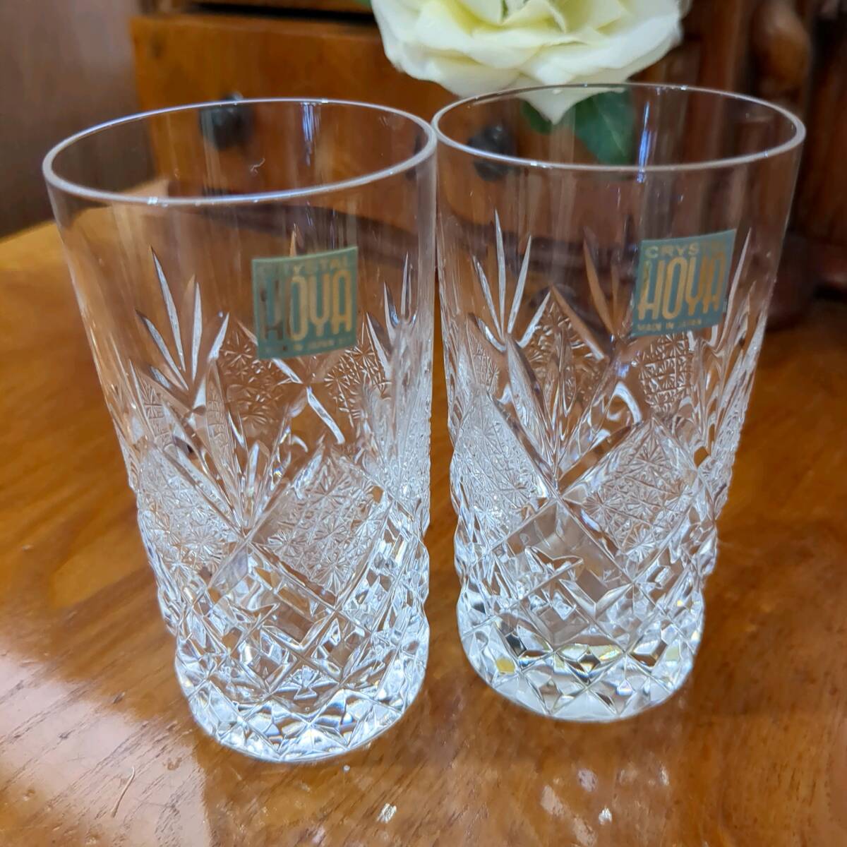 a594 HOYA crystal one . beer glass 5 piece beautiful . large small. cutting according to Kirakira brilliancy increase tumbler beautiful goods elegant small .. size 