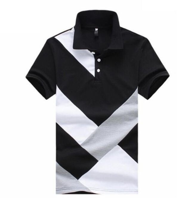 t34【 黒 M 】ポロシャツ 半袖 鹿の子 メンズ ゴルフウェア ゴルフシャツ トップス シャツ ゴルフ テニス アウトドア シニア ライン 1