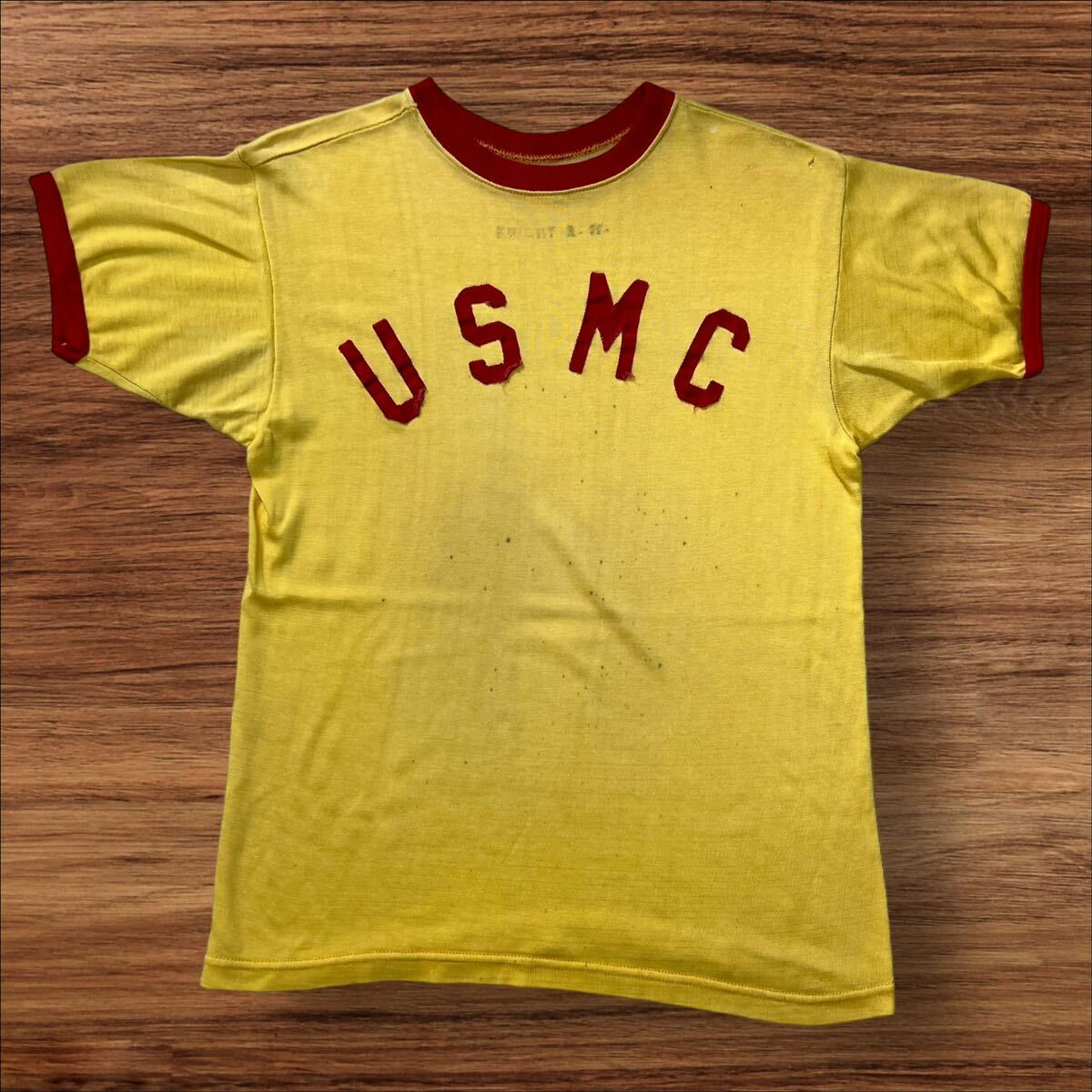 ★ 40s 50s USMC ステンシル レーヨン Tシャツ 海兵隊 USA製 ミリタリー ARMY ヴィンテージ 40年代 50年代 ★_画像1