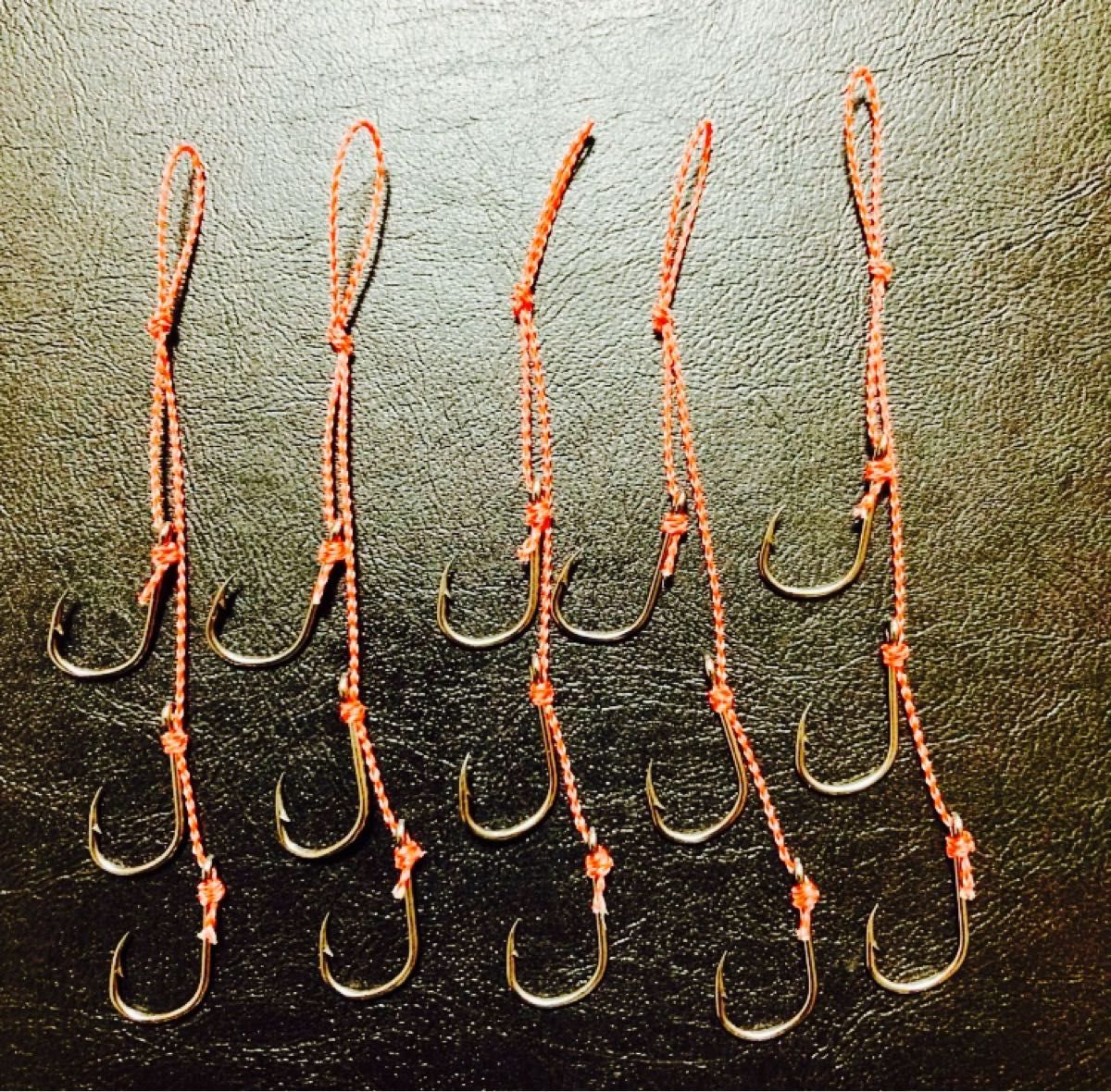 タイラバネクタイ5本セット5色☆管付き針12号3本針。真鯛、青物、根魚など。