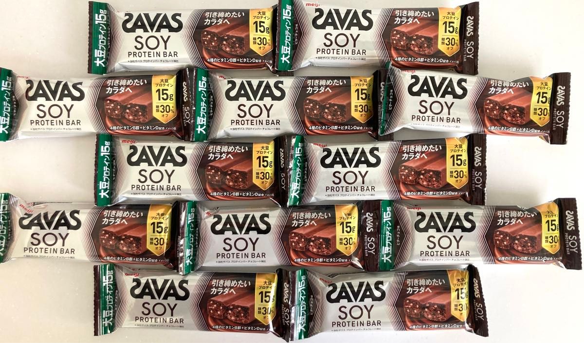 12本 明治 ザバス プロテインバー ソイプロテイン15ｇ 糖類30%オフ ビターチョコ味 meiji SAVAS