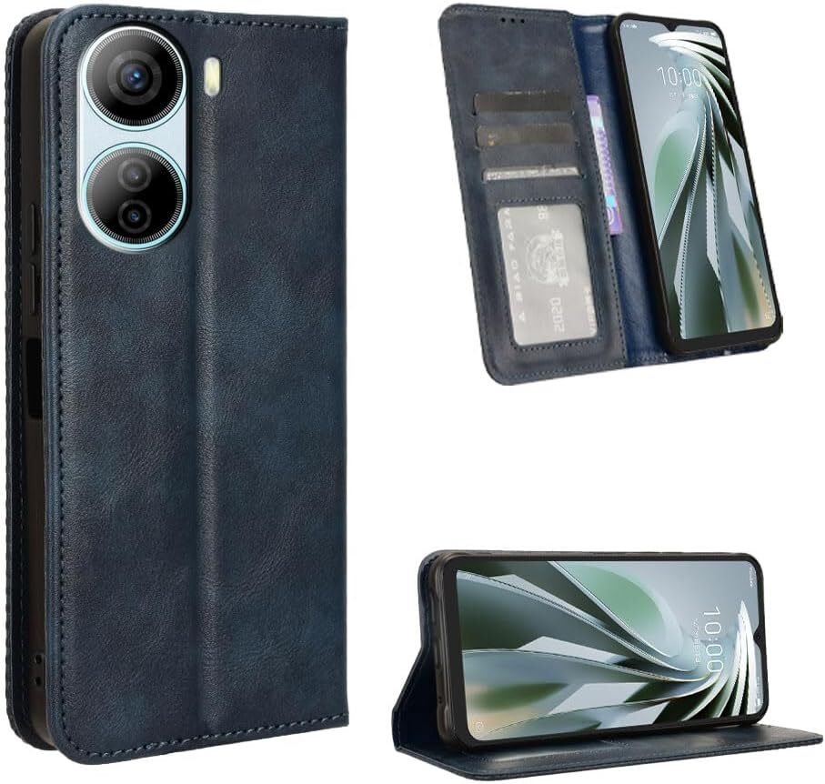 ブルー おしゃれ シンプル 手帳型 高品質 ZTE Libero 5G IV マグネット式 リベロ 保護 財布型 スタンド機能 カード収納 ケース カバー_画像2