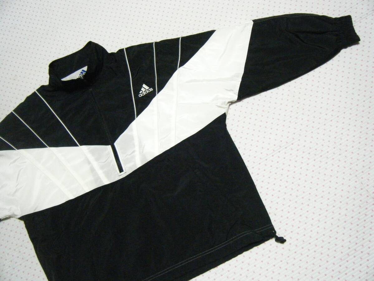 アディダス　DESCENTE/adidas TENNIS　テニス用防寒ウォームアップジャケット 黒系　サイズ M　裏地起毛素材　レトロスタイル　@デサント製_画像3