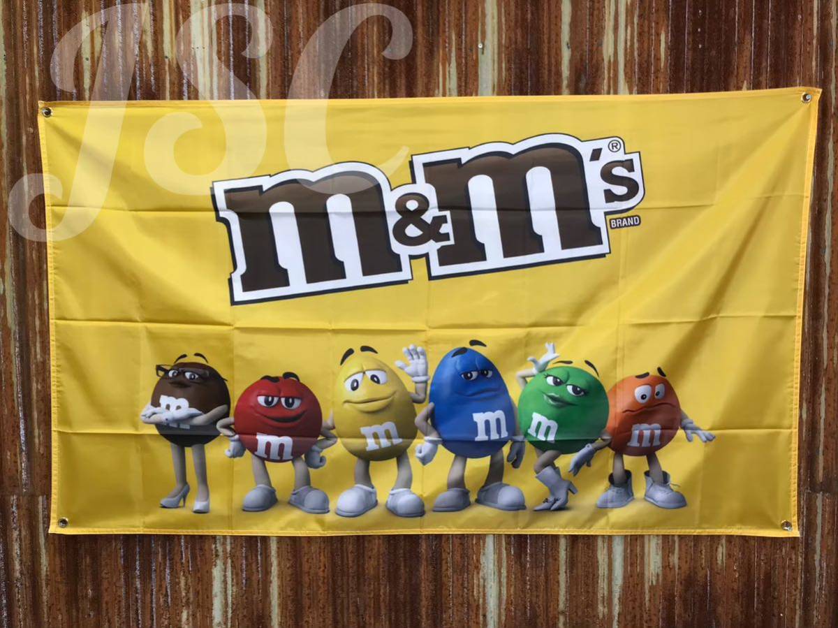 M&M 特大フラッグ ハーレー 看板 チョコレート お菓子 アメリカ ハワイ USDM JDM アメ車 雑貨 ガレージ 世田谷 ホットロッド トラック BC4_画像1