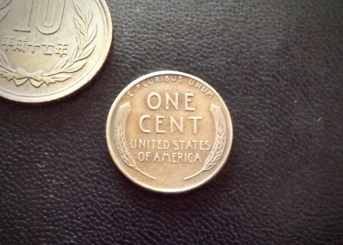 麦ペニー　アメリカ合衆国　1セントコイン　1945年　S刻印　　送料無料（8962）リンカーン　USA 貨幣　お金 貨幣　硬貨　　_画像1