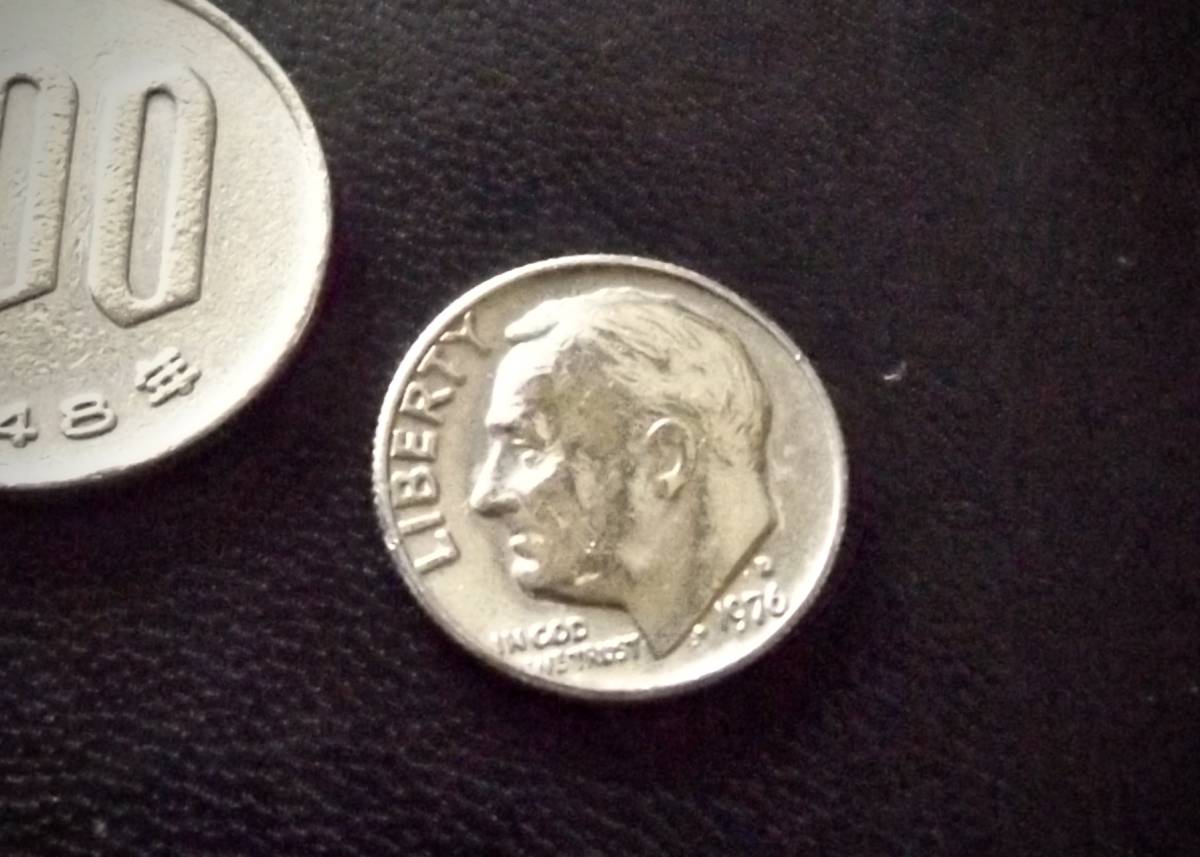 準未使用  アメリカ合衆国 10セントコイン 1976年 D刻印  送料無料（9090）ルーズベルト USA  お金 貨幣 硬貨 ダイム   の画像1