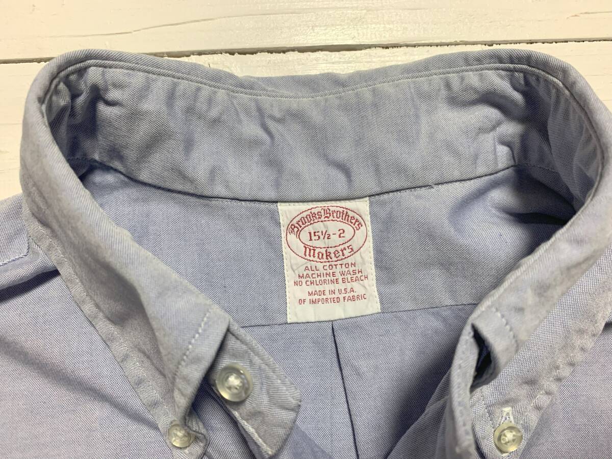 80年代 アメリカ製 ブルックスブラザーズ 長袖 ボタンダウンシャツ ブルー 15-1/2-2 brooks brothers made in USA 80s 米国製_画像6