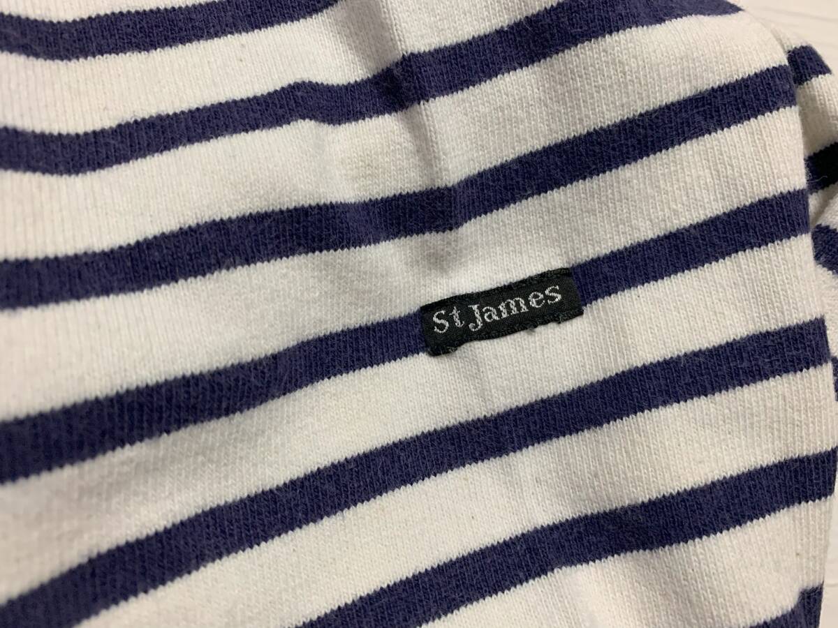 旧タグ 80年代 セントジェームス ボーダーカットソー バスクシャツ ネイビー ナス紺 saint james st フランス製 made in france 長袖 _画像7