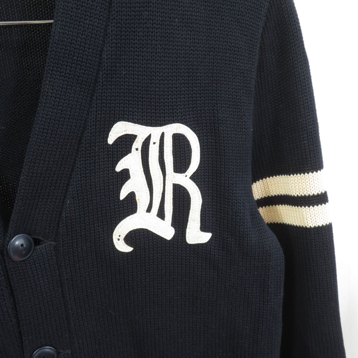 RUGBY RALPH LAUREN エルボーパッチ レタード カーディガン sizeS/ラルフローレン　0503_画像3