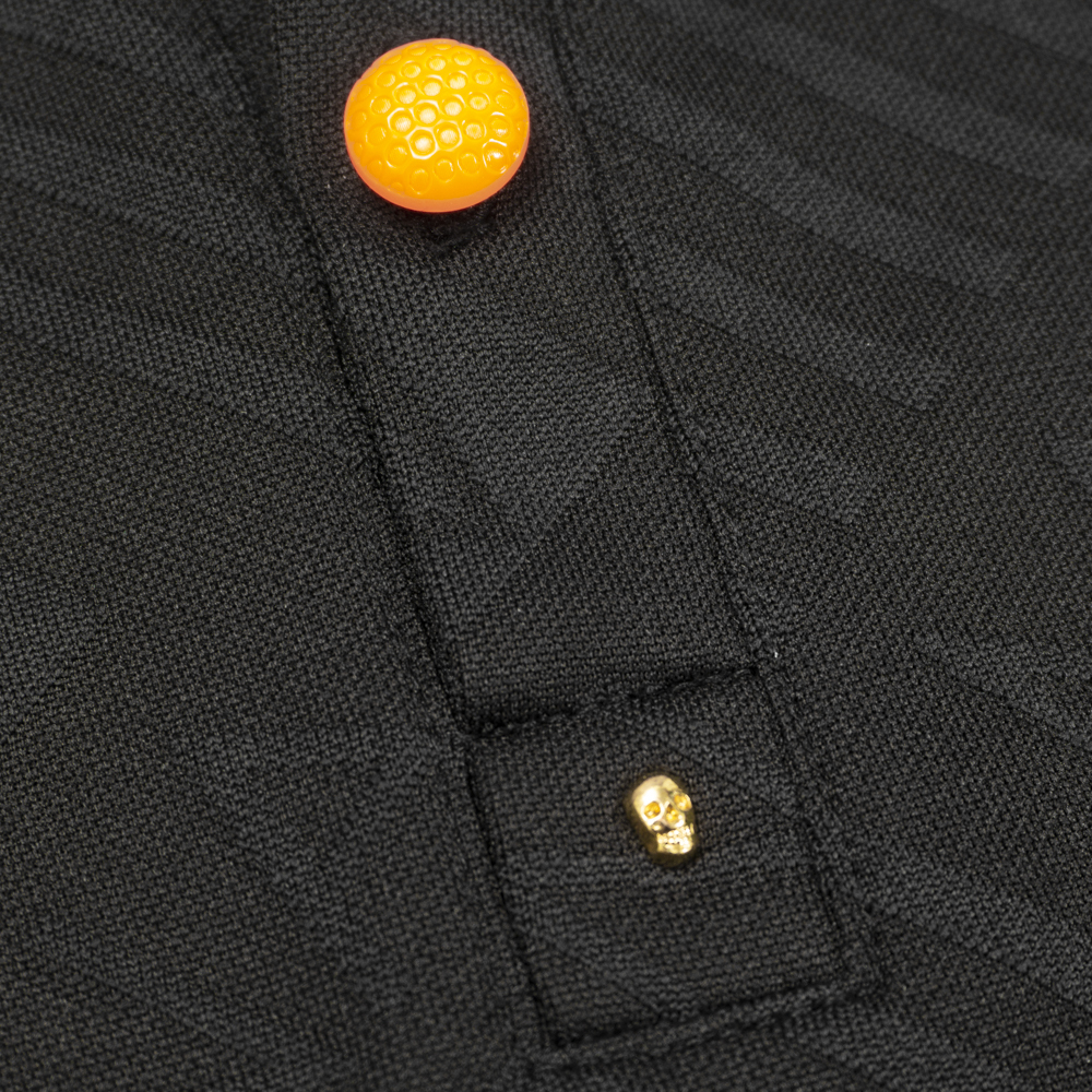 美品『MARK&LONA』半袖ポロシャツ 46(M相当) ブラック ポリエステル バンドカラー ゴルフウェア マーク&ロナ メンズ 管理419_画像7