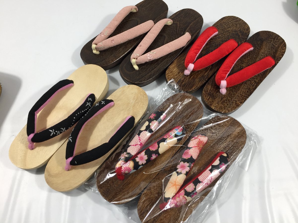  Japanese clothes geta / sandals setta gentleman / woman / child ..15 pair together used unused .. storage goods TH5.056