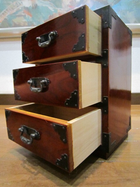 レトロ　アンティーク　プレミア　骨董　ビンテージ　コスメ　木製 キャビネット　小物入れ　化粧箱　整理箱
