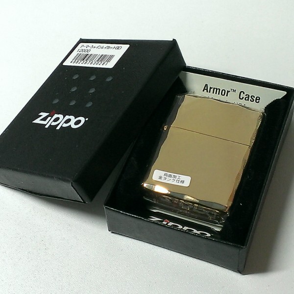 ZIPPO ライター アーマージッポ ゴールド シャインレイ 金タンク 重厚モデル 両面コーナー彫刻 金 かっこいい 父の日_画像5