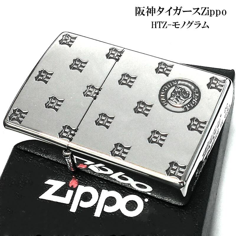 ZIPPO ライター 阪神タイガース モノグラム ロゴ ジッポ 野球 おしゃれ 銀いぶし 彫刻 シルバー シンプル かっこいい メンズ 父の日_画像2