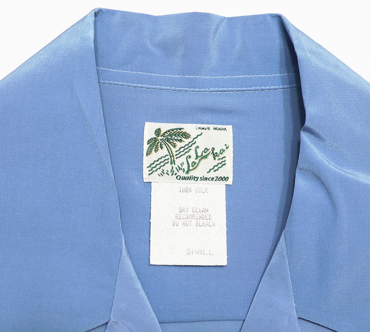 MAKANA LEI (マカナレイ) ALOHA SHIRT - USAGI - / シルクアロハシャツ 兎 美品 ブルー size S / ウサギの画像6