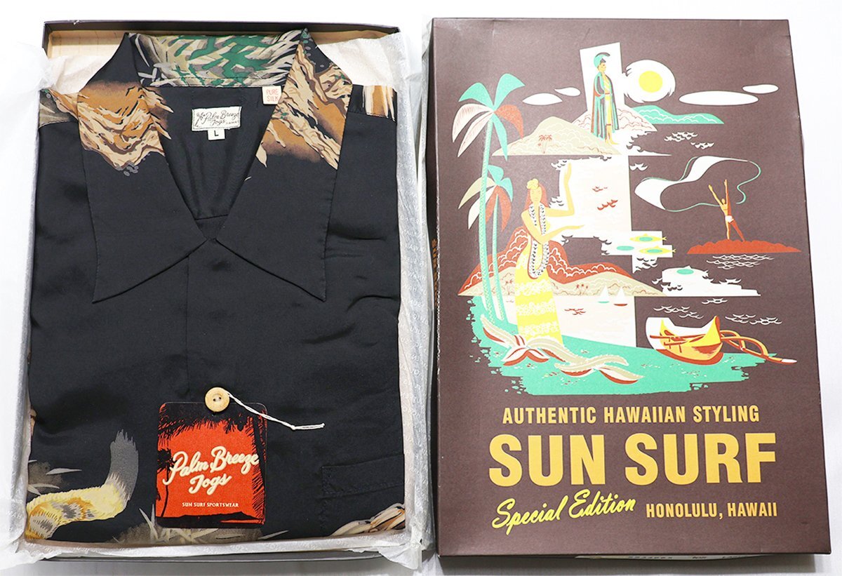 SUN SURF (サンサーフ) スペシャルエディション アロハシャツ “SASA TORA” SS30213 未使用品 ブラック size L / 笹虎 / タイガーの画像8