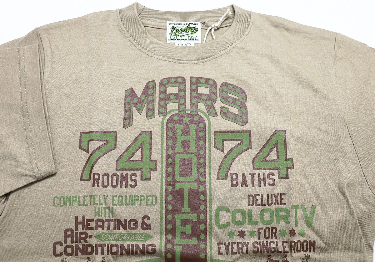 BO'S GLAD RAGS (ボーズグラッドラグス) クルーネックTシャツ “MARS HOTEL '74” 未使用品 ストロー size S / バーンストーマーズ_画像3