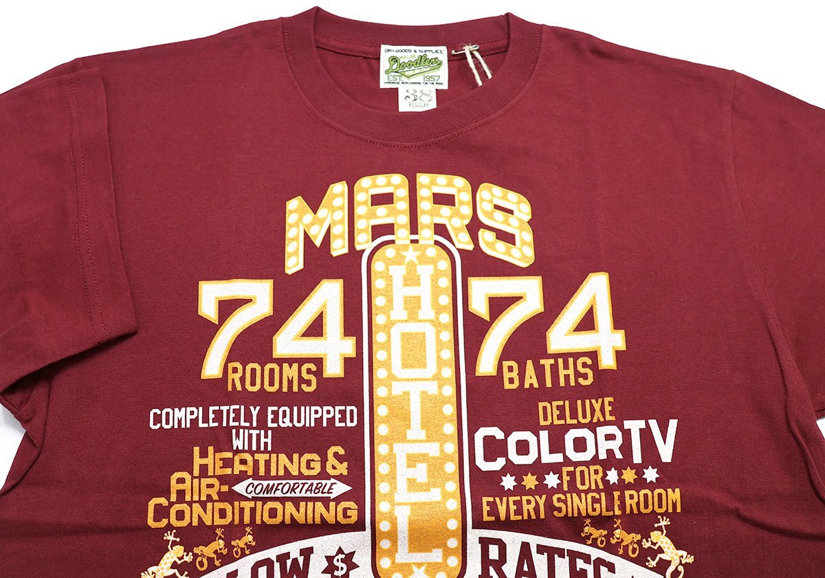 BO'S GLAD RAGS (ボーズグラッドラグス) クルーネックTシャツ “MARS HOTEL '74” 未使用品 ボルドー size M / バーンストーマーズ_画像3