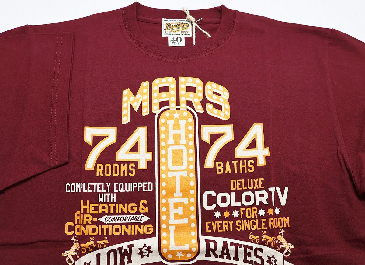 BO'S GLAD RAGS (ボーズグラッドラグス) クルーネックTシャツ “MARS HOTEL '74” 未使用品 ボルドー size L / バーンストーマーズ_画像3
