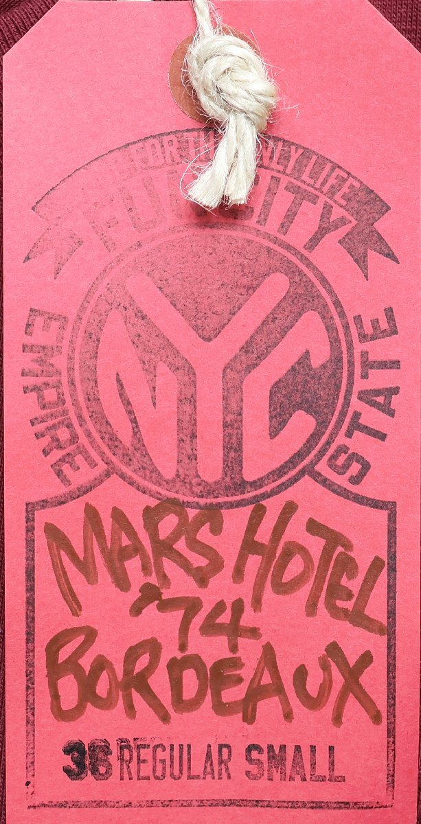 BO'S GLAD RAGS (ボーズグラッドラグス) クルーネックTシャツ “MARS HOTEL '74” 未使用品 ボルドー size M / バーンストーマーズ_画像8