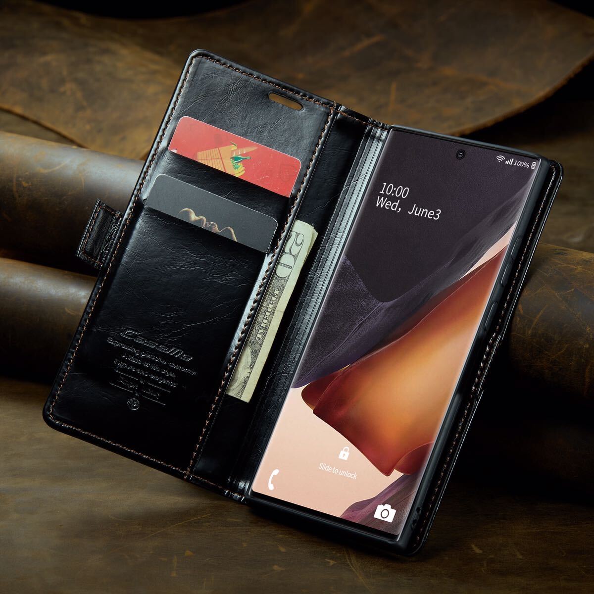 Galaxy Note20 Ultra レザーケース ギャラクシー ノート20 ウルトラ ケース SC-53A 手帳型 カード収納 ブラック