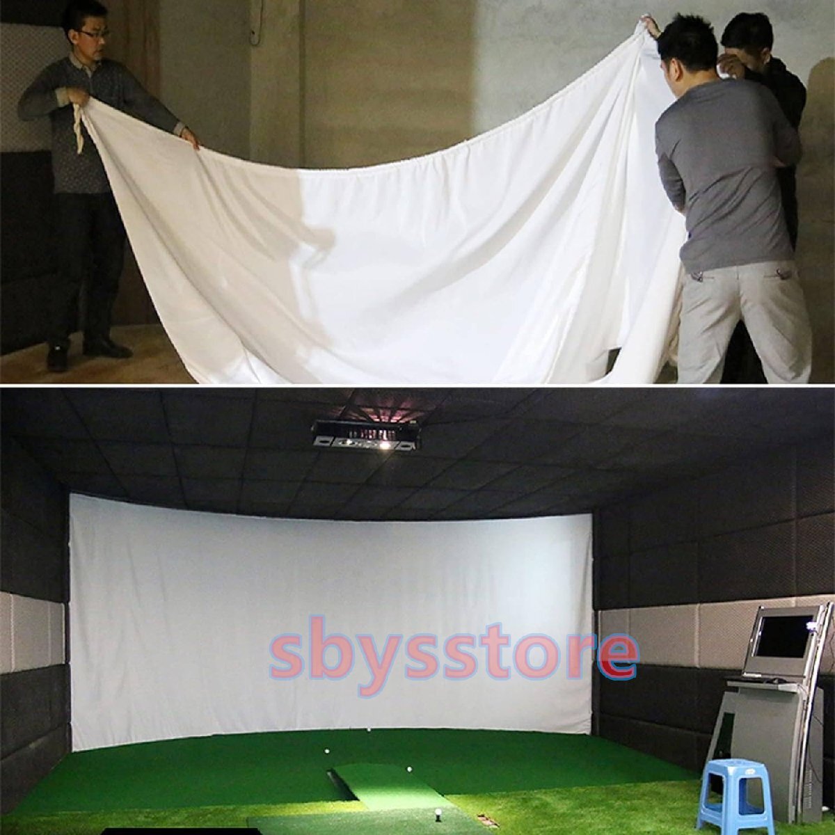 ホームビギナーズシリーズ用、特大、穴あき壁掛け、屋内ゴルフシミュレーターインパクトスクリーン 3*3m_画像4