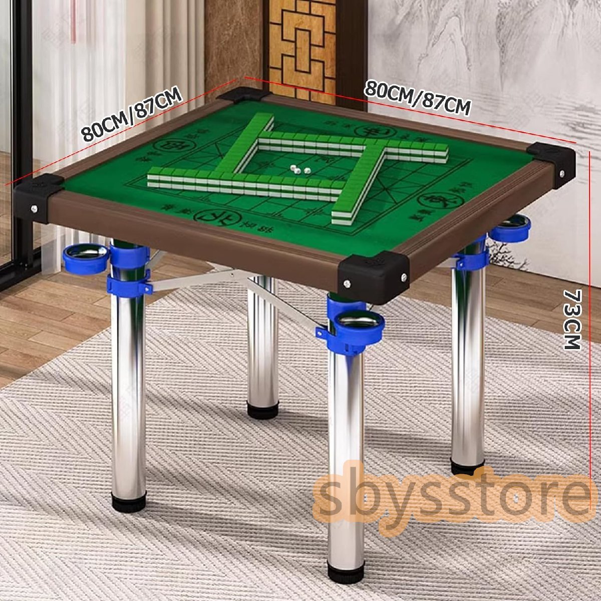  mah-jong table folding type multifunction home use hand loading mahjong table both sides use possibility hand strike . for . table silencing effect quiet sound mobile convenience 80CM*80CM B- ashtray attaching 