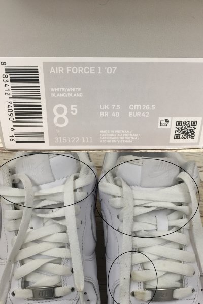 148B NIKE AIR FORCE 1 '07 WHITE 315122-111 ナイキ エアフォース【中古】_画像9