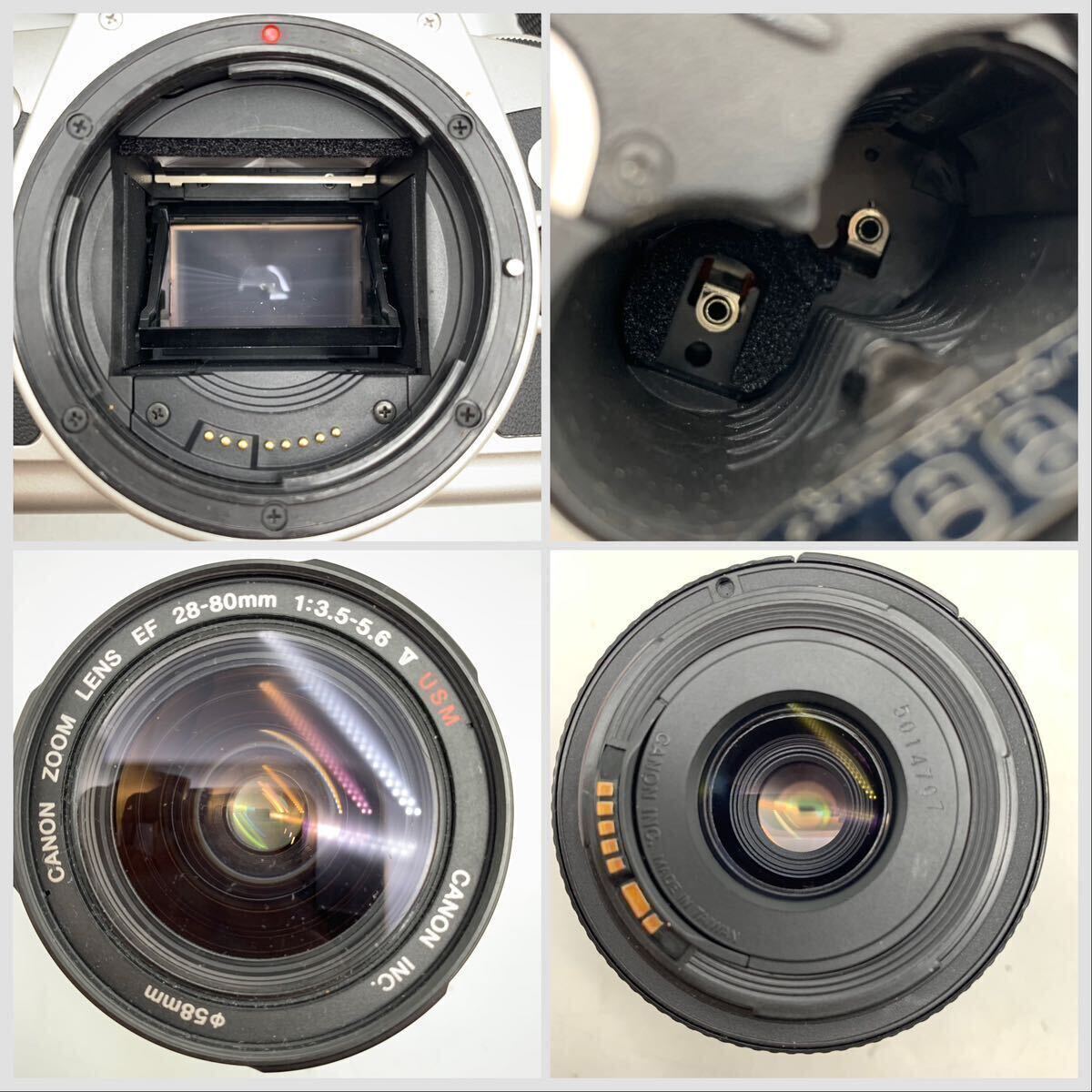 FN12350U【1000円スタート!!】Canon キャノン EOS Kiss 一眼レフ フィルムカメラ ULTRASONIC 28-80mm カメラ レンズ 75-300mm 2点セット_画像5