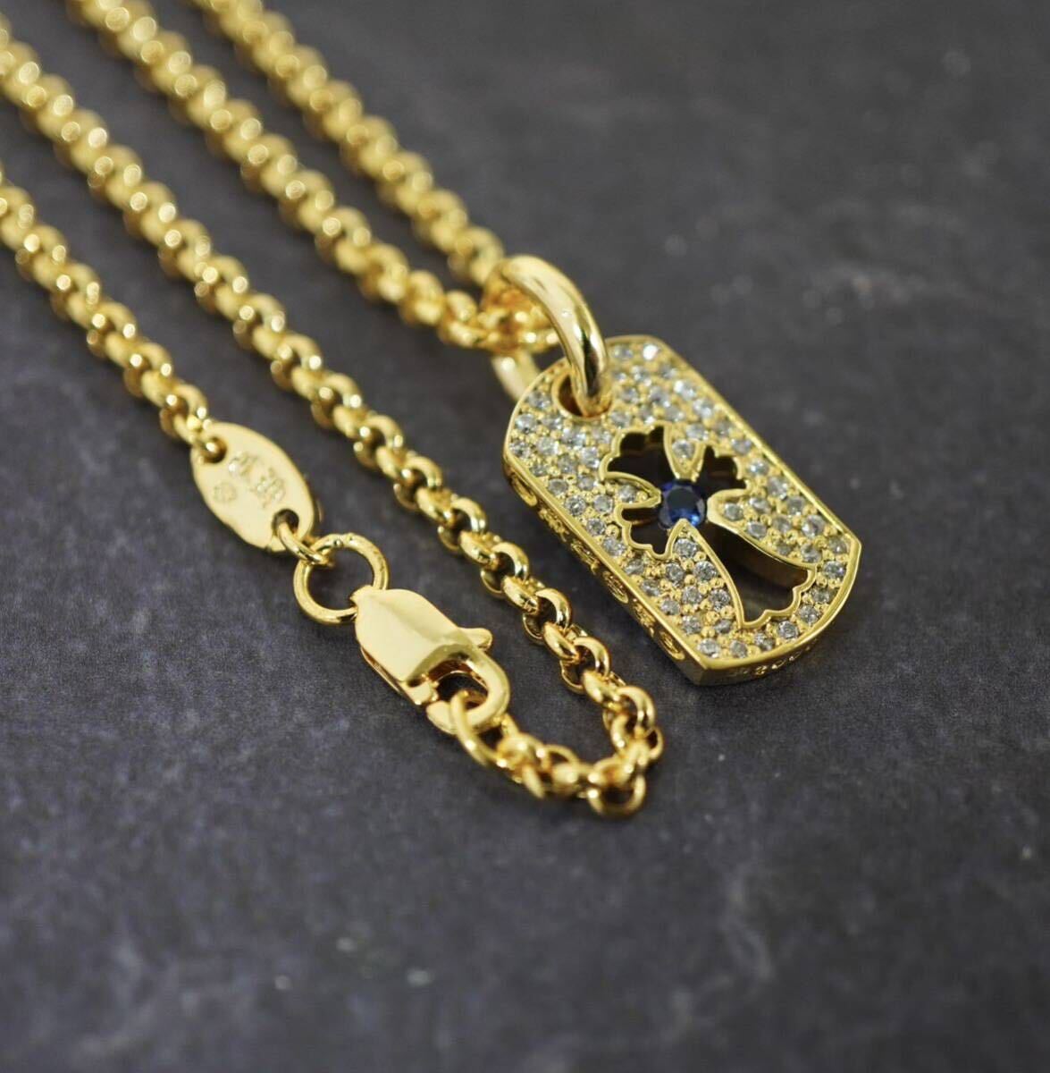 クロムハーツ/DTAGカットアウトタイニー/フルパヴェ/22K/ロールチェーン/インボイス/1円から！CHROME HEARTS_画像1