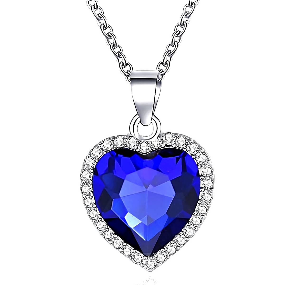  new goods 1 jpy ~* free shipping *. sphere sapphire Heart diamond platinum finish 925 silver necklace birthday present travel summer festival consecutive holidays gift domestic sending 