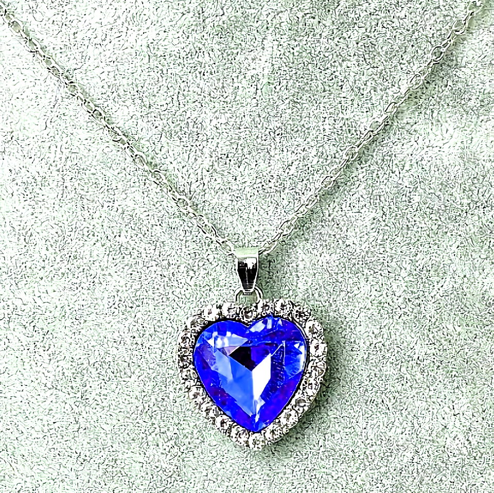  new goods 1 jpy ~* free shipping *. sphere sapphire Heart diamond platinum finish 925 silver necklace birthday present travel summer festival consecutive holidays gift domestic sending 